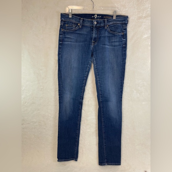 7 For All Mankind Roxanne Jeans Size 31 Blue Medium Wash Denim - Picture 3 of 9